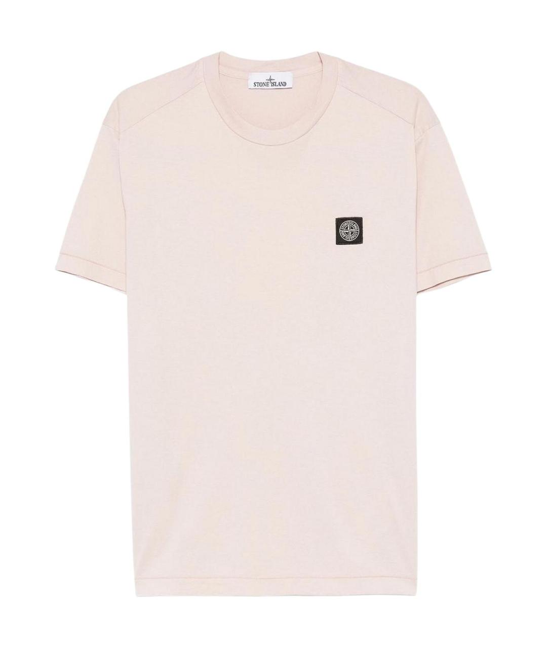 STONE ISLAND Розовая хлопковая футболка, фото 1
