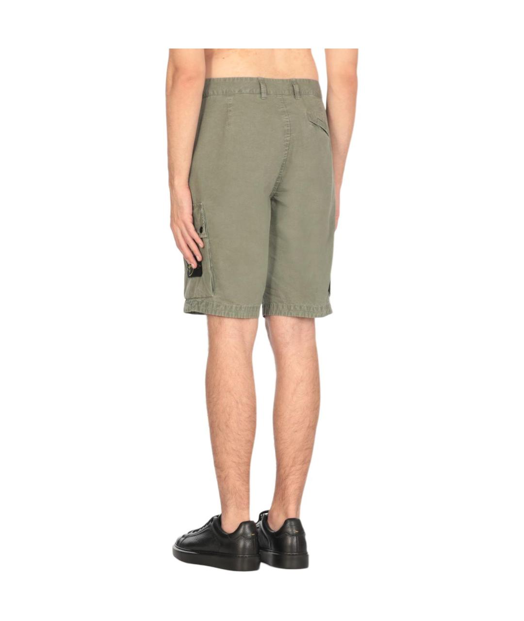 STONE ISLAND Зеленые шорты, фото 4