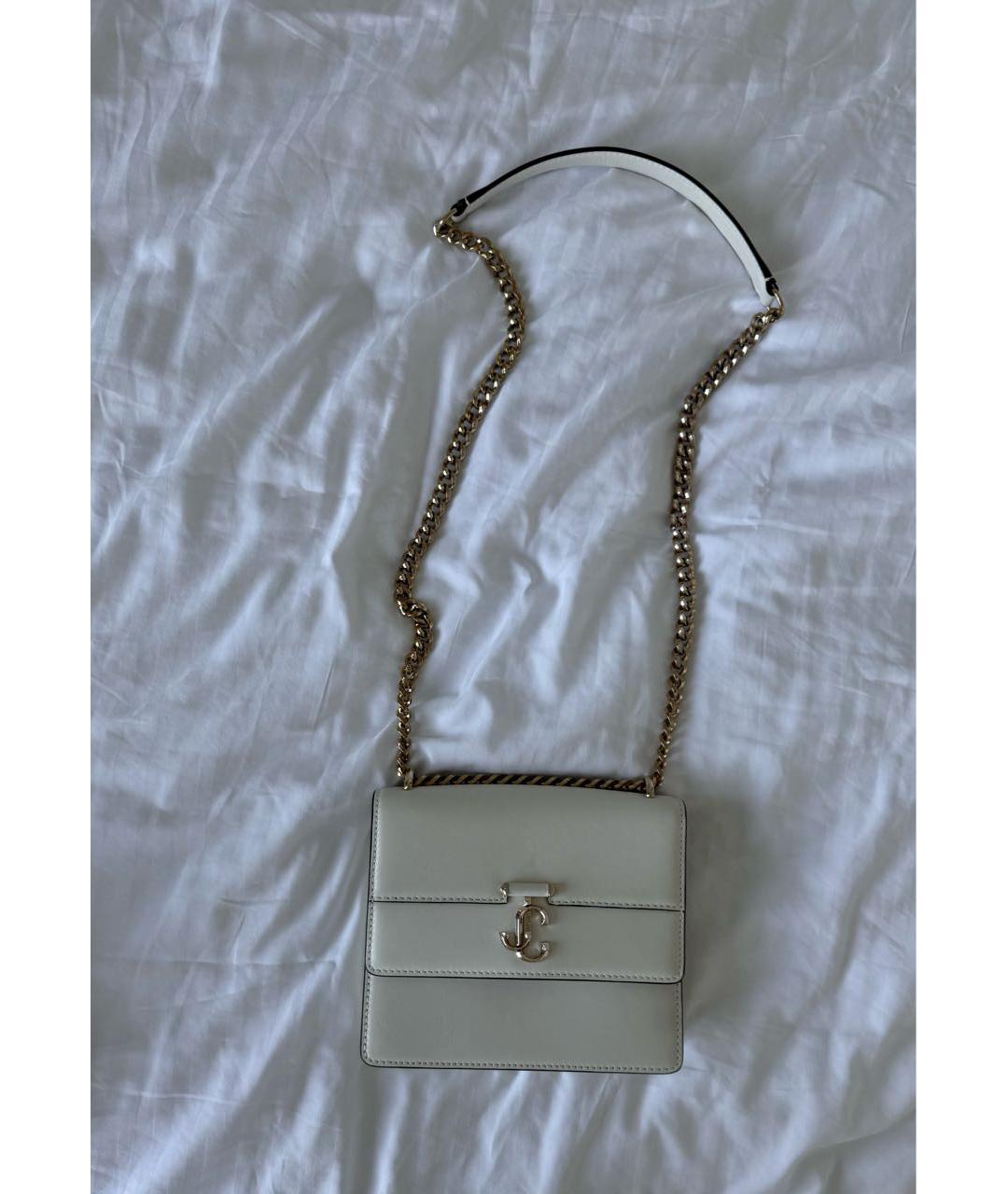 JIMMY CHOO Белая кожаная сумка через плечо, фото 6