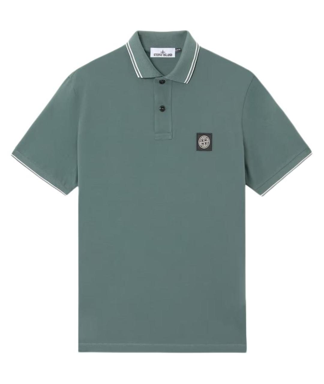 STONE ISLAND Зеленые хлопковое поло с коротким рукавом, фото 1