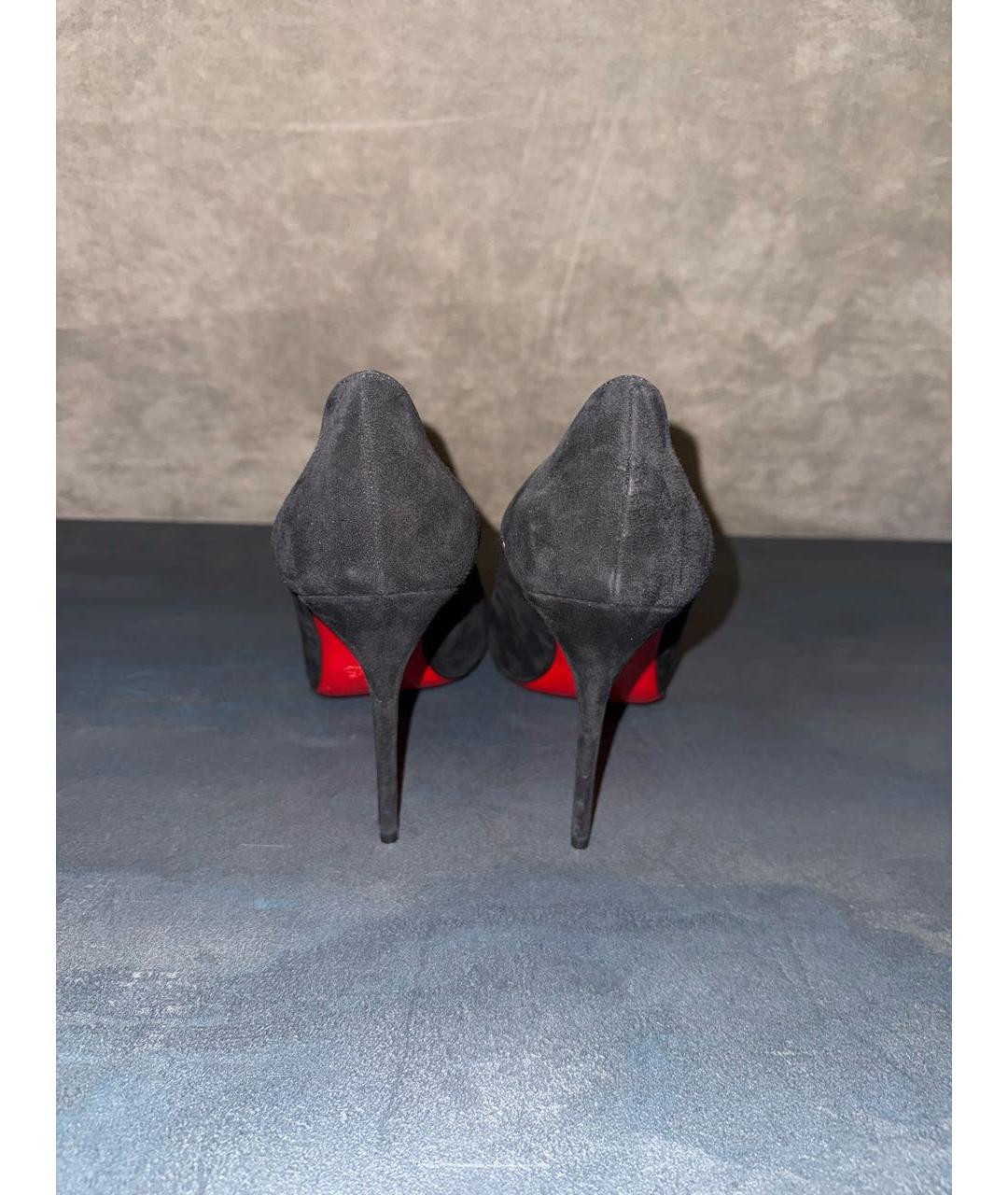 CHRISTIAN LOUBOUTIN Черные замшевые туфли, фото 4