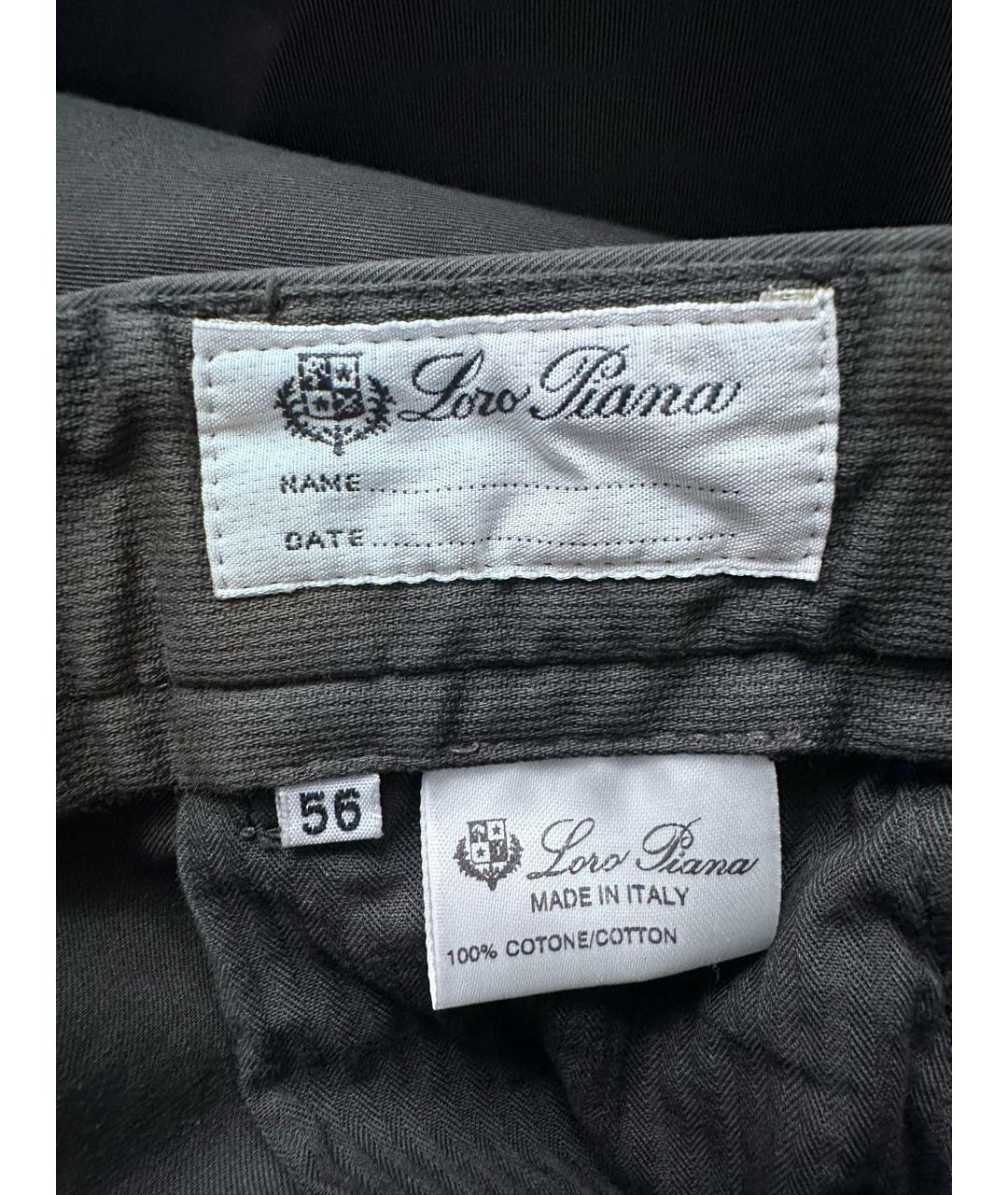 LORO PIANA Антрацитовые хлопковые повседневные брюки, фото 3