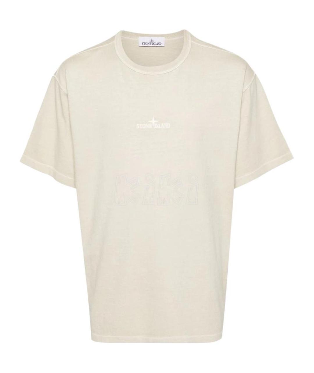 STONE ISLAND Бежевая хлопковая футболка, фото 1