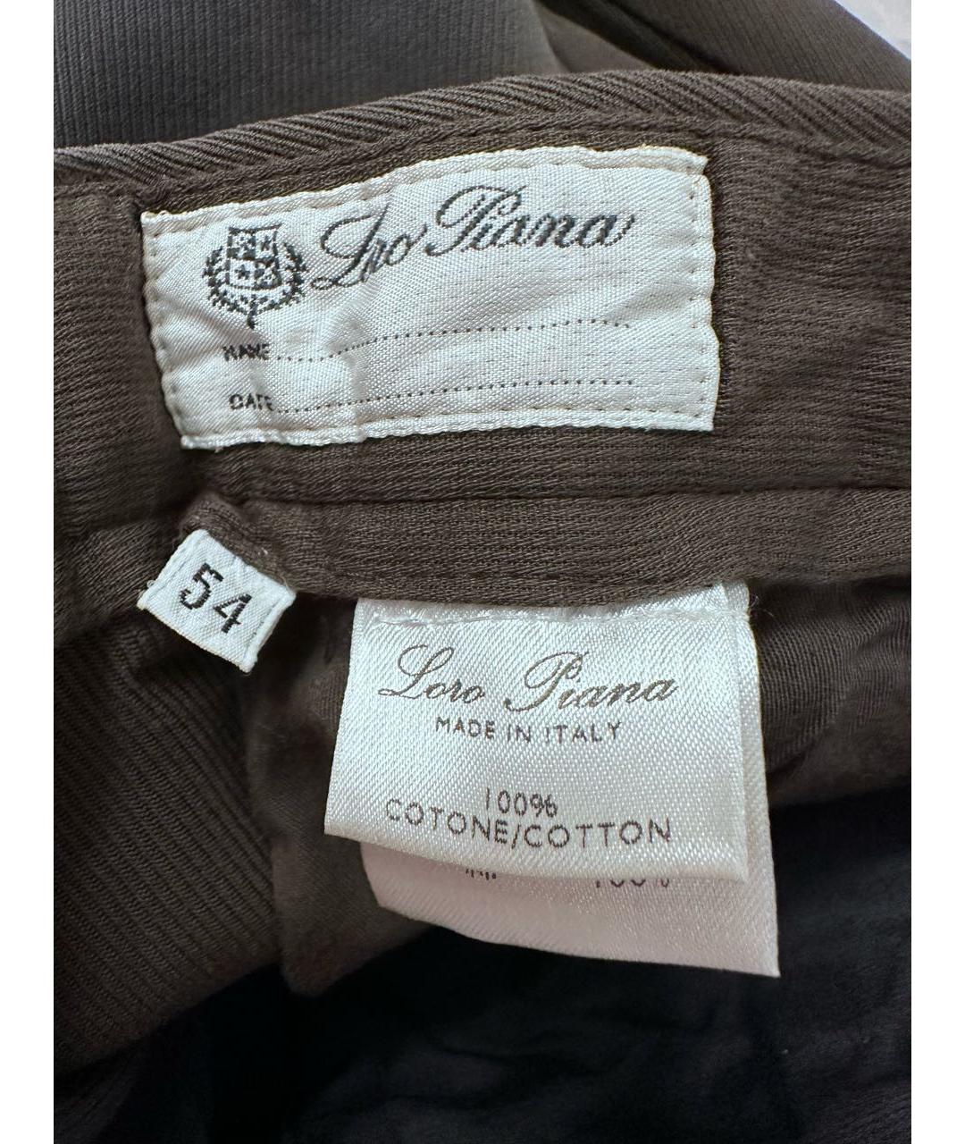 LORO PIANA Коричневые хлопковые повседневные брюки, фото 3