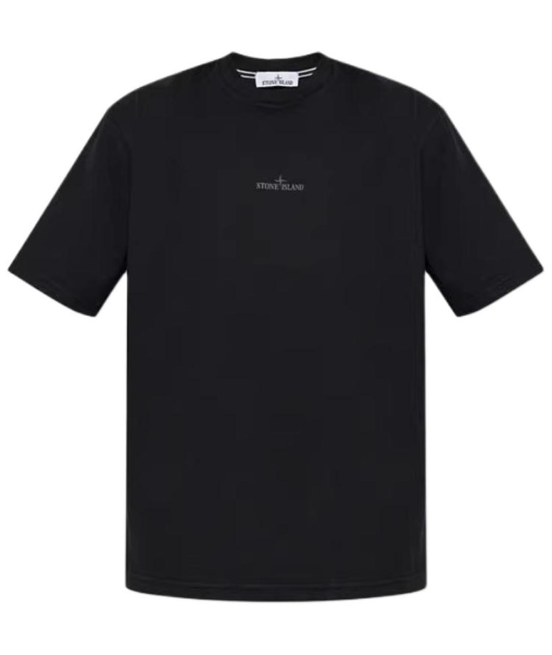 STONE ISLAND Черная хлопковая футболка, фото 1