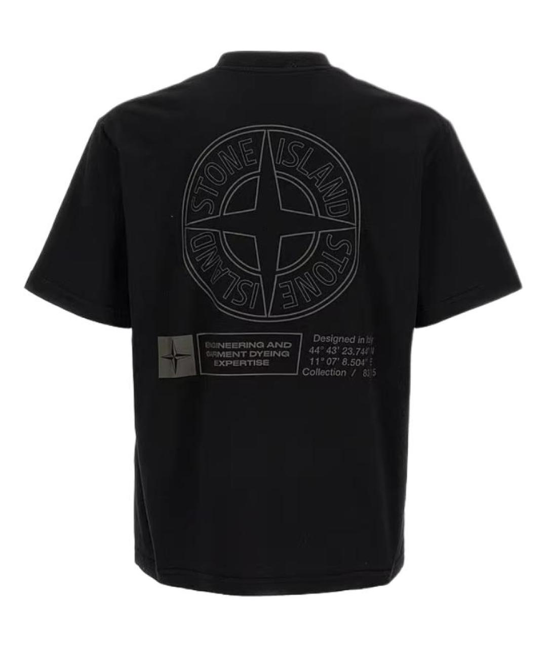 STONE ISLAND Черная хлопковая футболка, фото 2