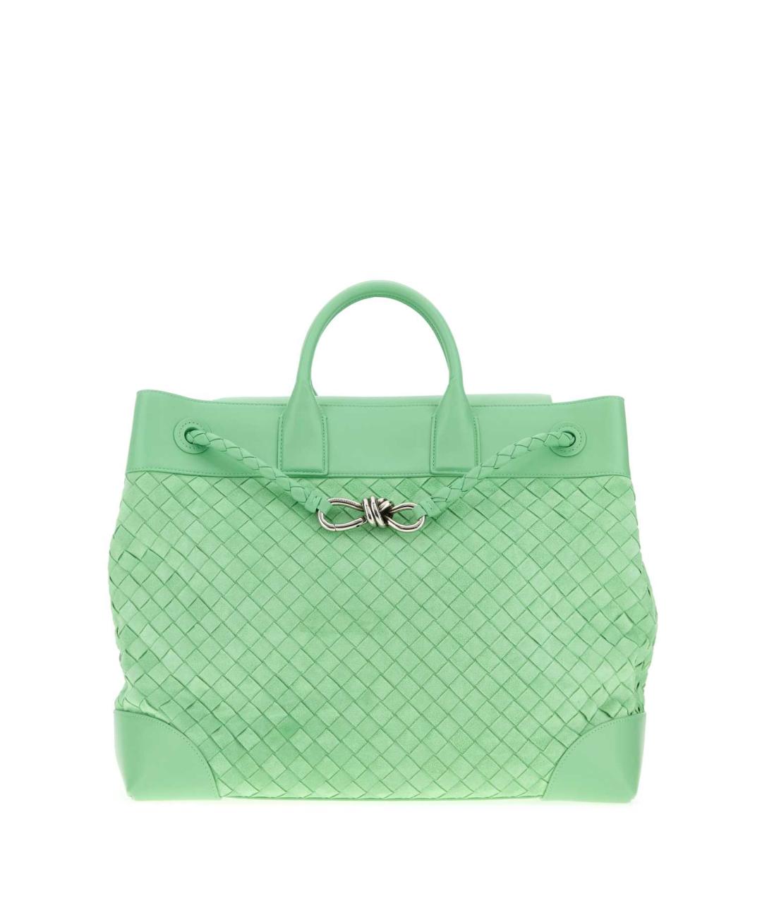 BOTTEGA VENETA Зеленая кожаная сумка тоут, фото 1