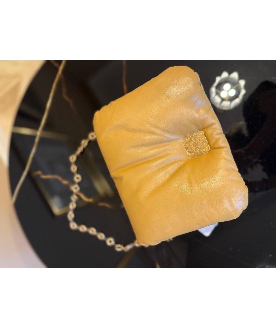 LOEWE Горчичная кожаная сумка через плечо, фото 3