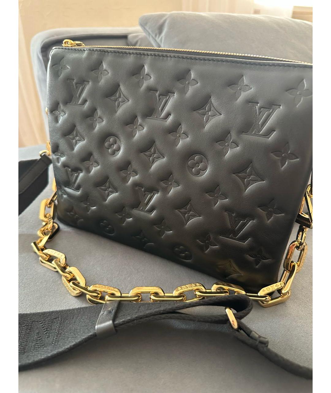 LOUIS VUITTON Черная кожаная сумка через плечо, фото 3