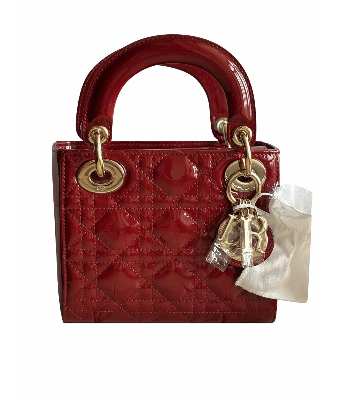CHRISTIAN DIOR Красная сумка с короткими ручками из лакированной кожи, фото 1
