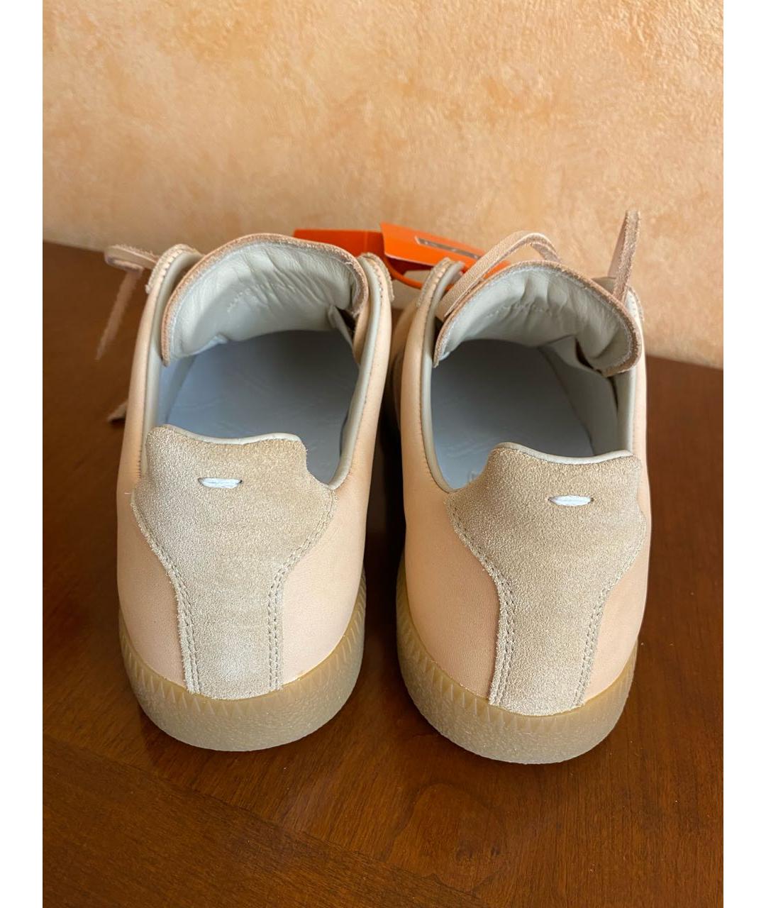 MAISON MARGIELA Бежевые кожаные кеды, фото 4