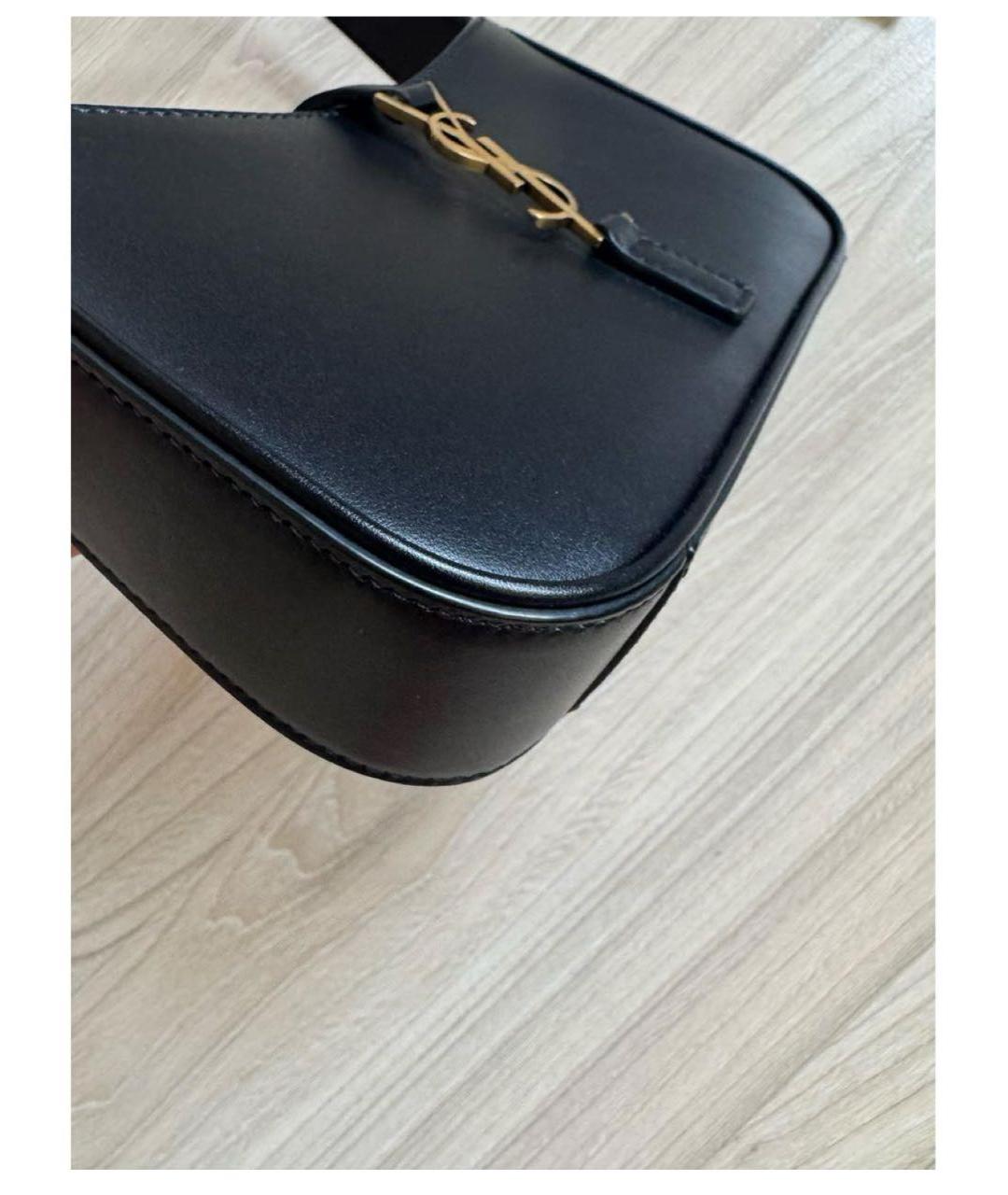 SAINT LAURENT Черная кожаная сумка с короткими ручками, фото 3
