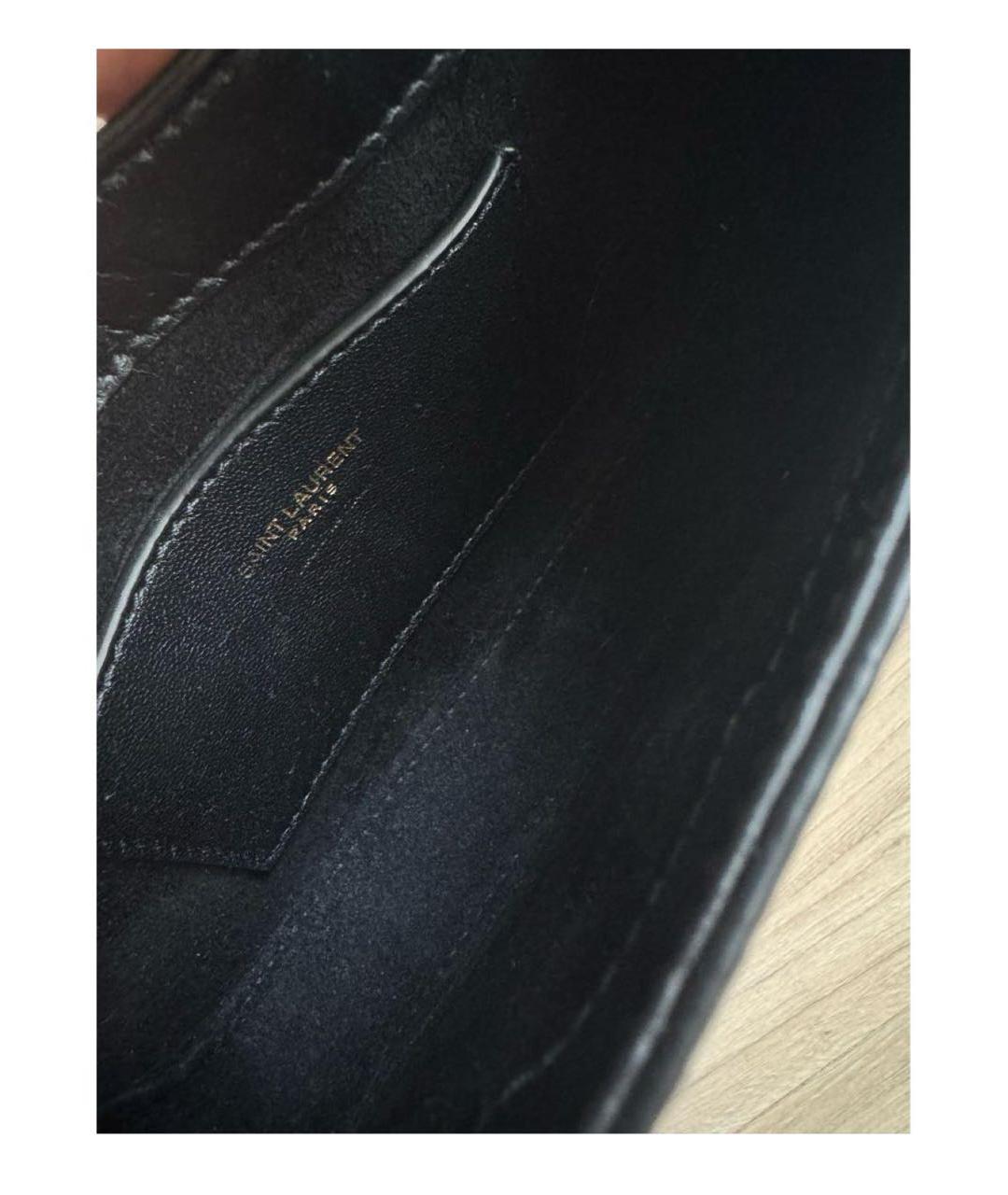 SAINT LAURENT Черная кожаная сумка с короткими ручками, фото 4