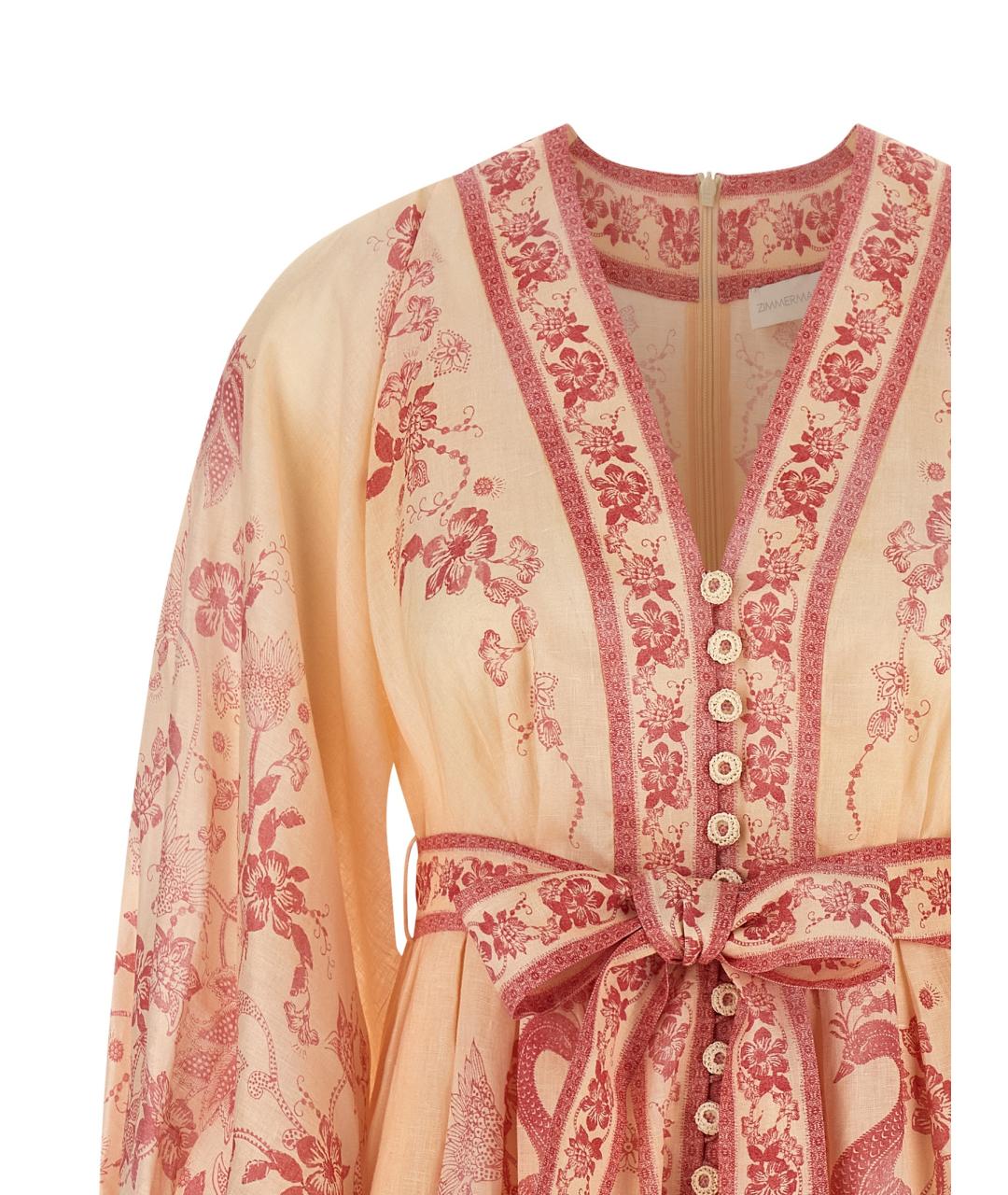 ZIMMERMANN Розовое льняное платье, фото 3