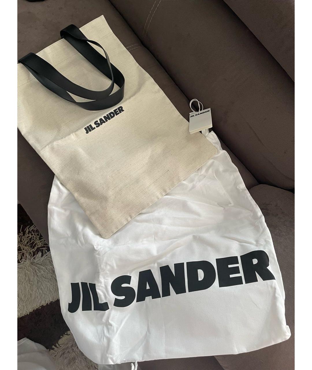 JIL SANDER Бежевая льняная сумка тоут, фото 5