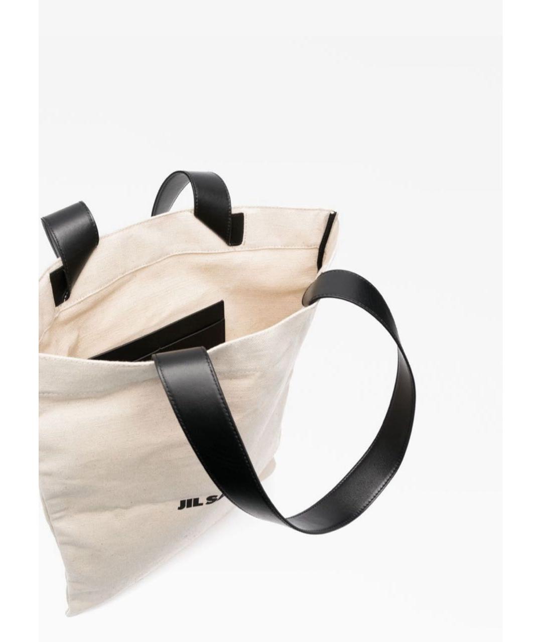 JIL SANDER Бежевая льняная сумка тоут, фото 4