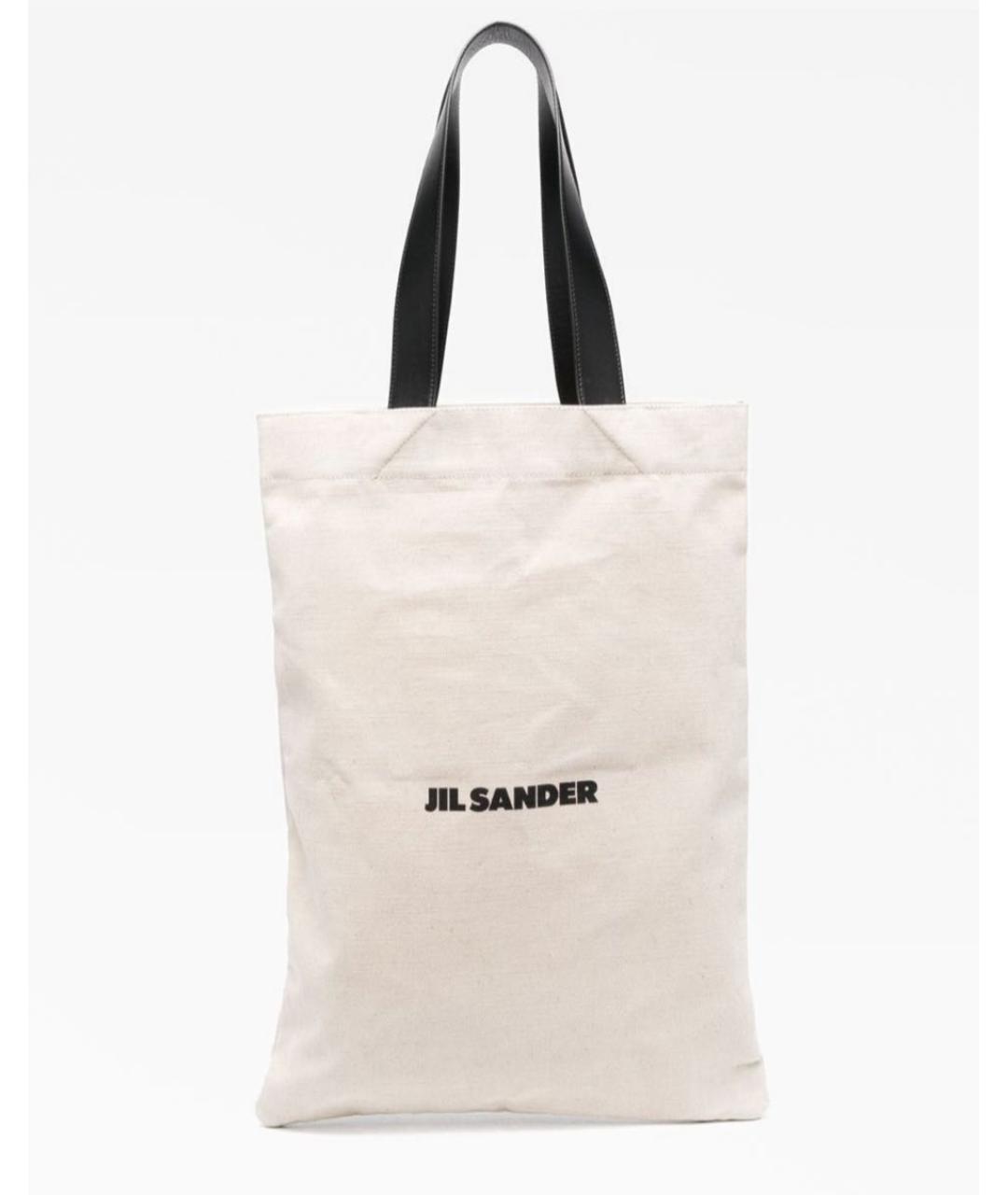 JIL SANDER Бежевая льняная сумка тоут, фото 9