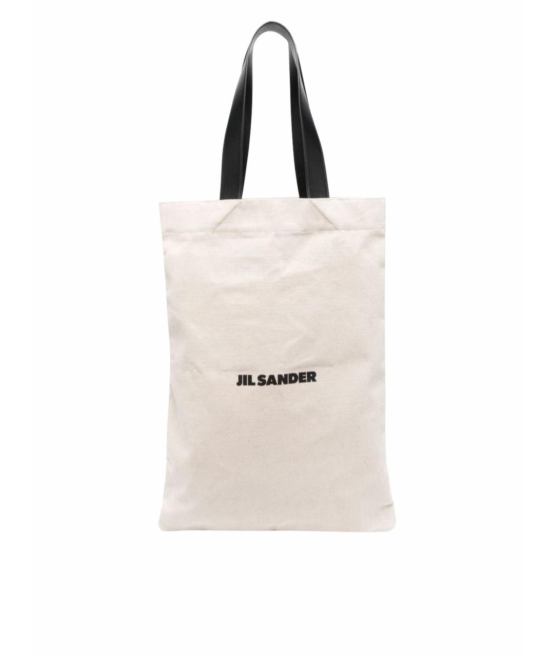 JIL SANDER Бежевая льняная сумка тоут, фото 1