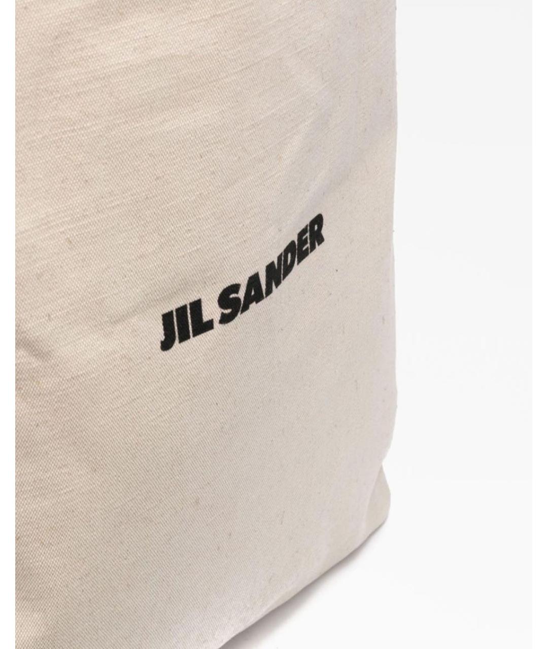 JIL SANDER Бежевая льняная сумка тоут, фото 3