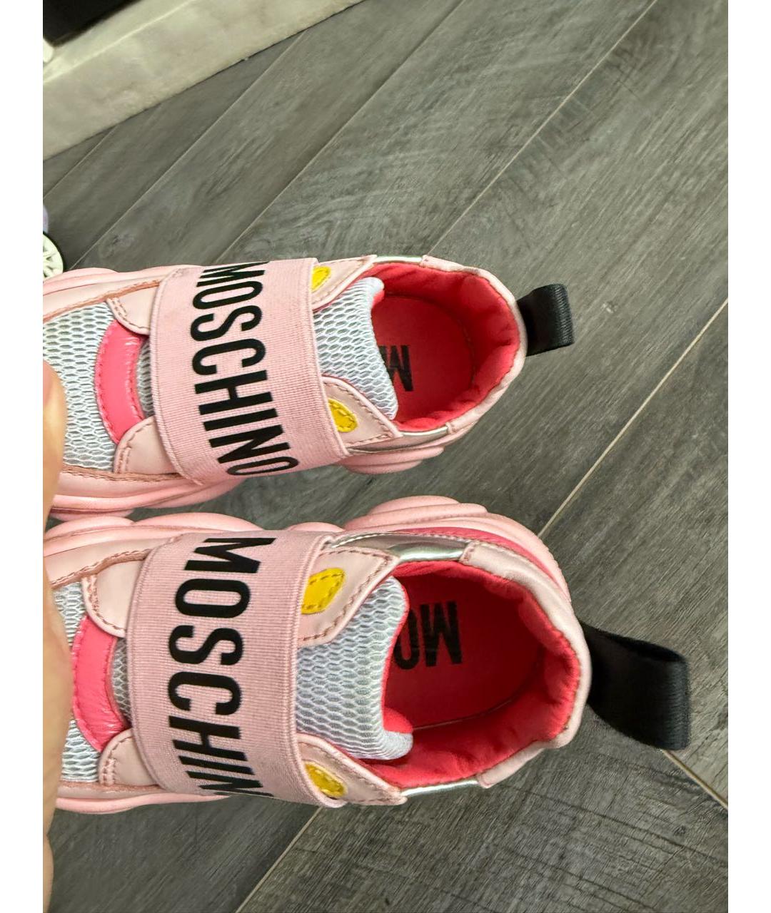 MOSCHINO KIDS Розовые кожаные кеды, фото 5