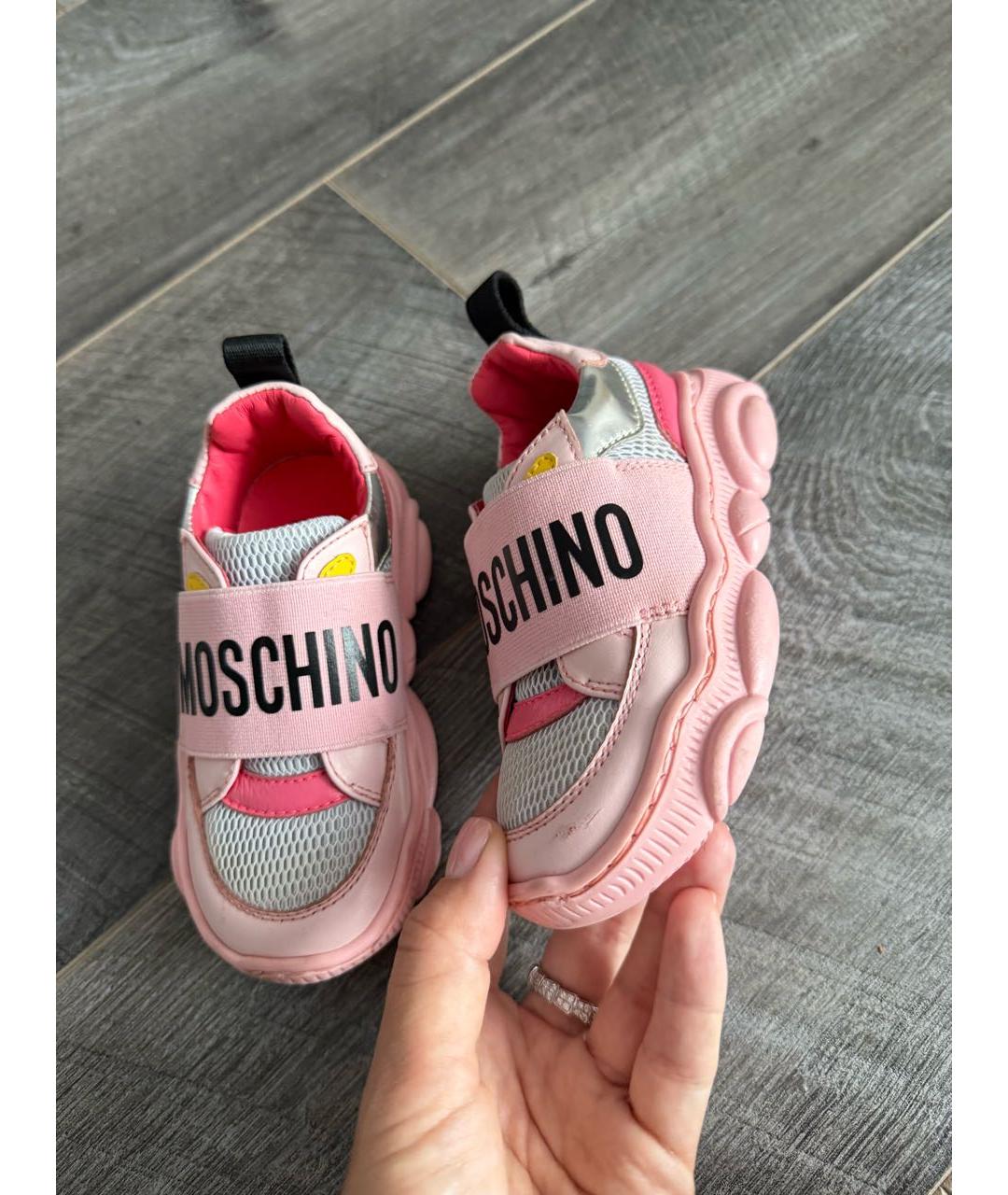 MOSCHINO KIDS Розовые кожаные кеды, фото 7