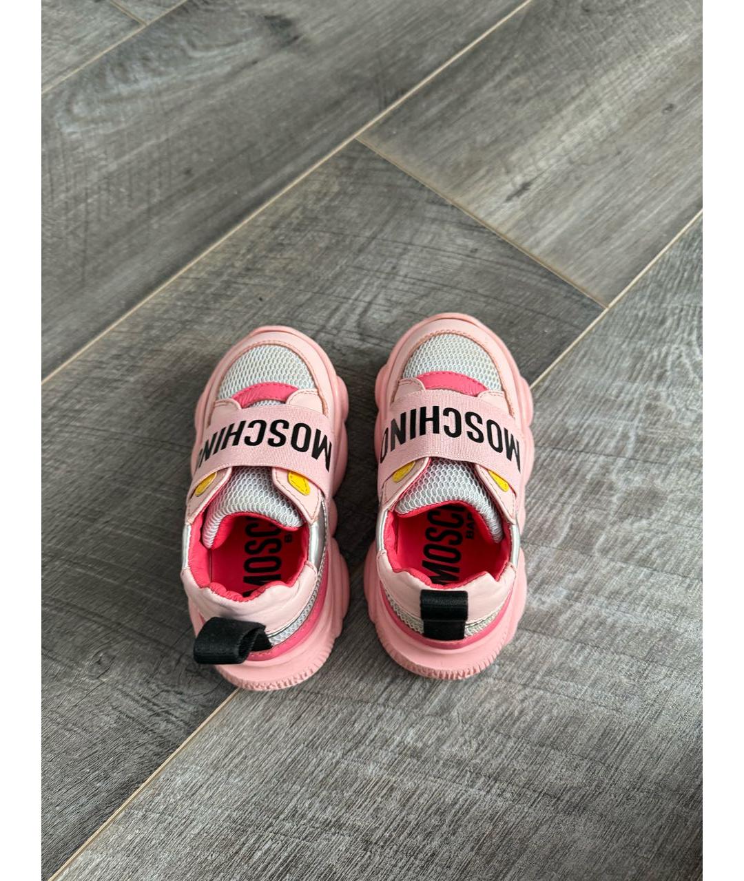 MOSCHINO KIDS Розовые кожаные кеды, фото 3
