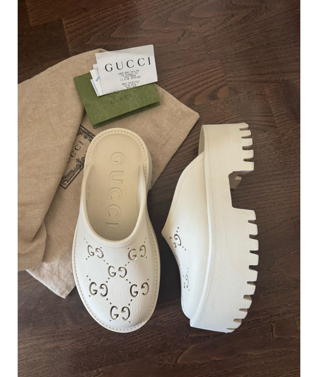 GUCCI Белые сабо, фото 4