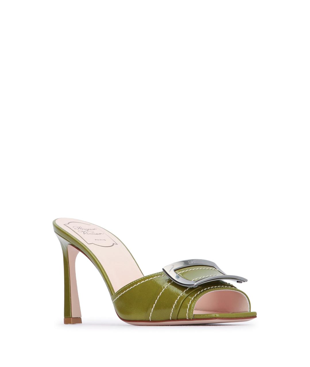 ROGER VIVIER Зеленые кожаные босоножки, фото 2