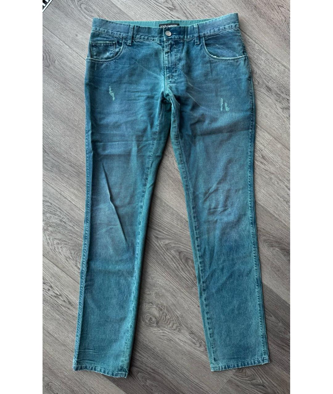 DOLCE&GABBANA Бирюзовые хлопковые джинсы скинни, фото 6