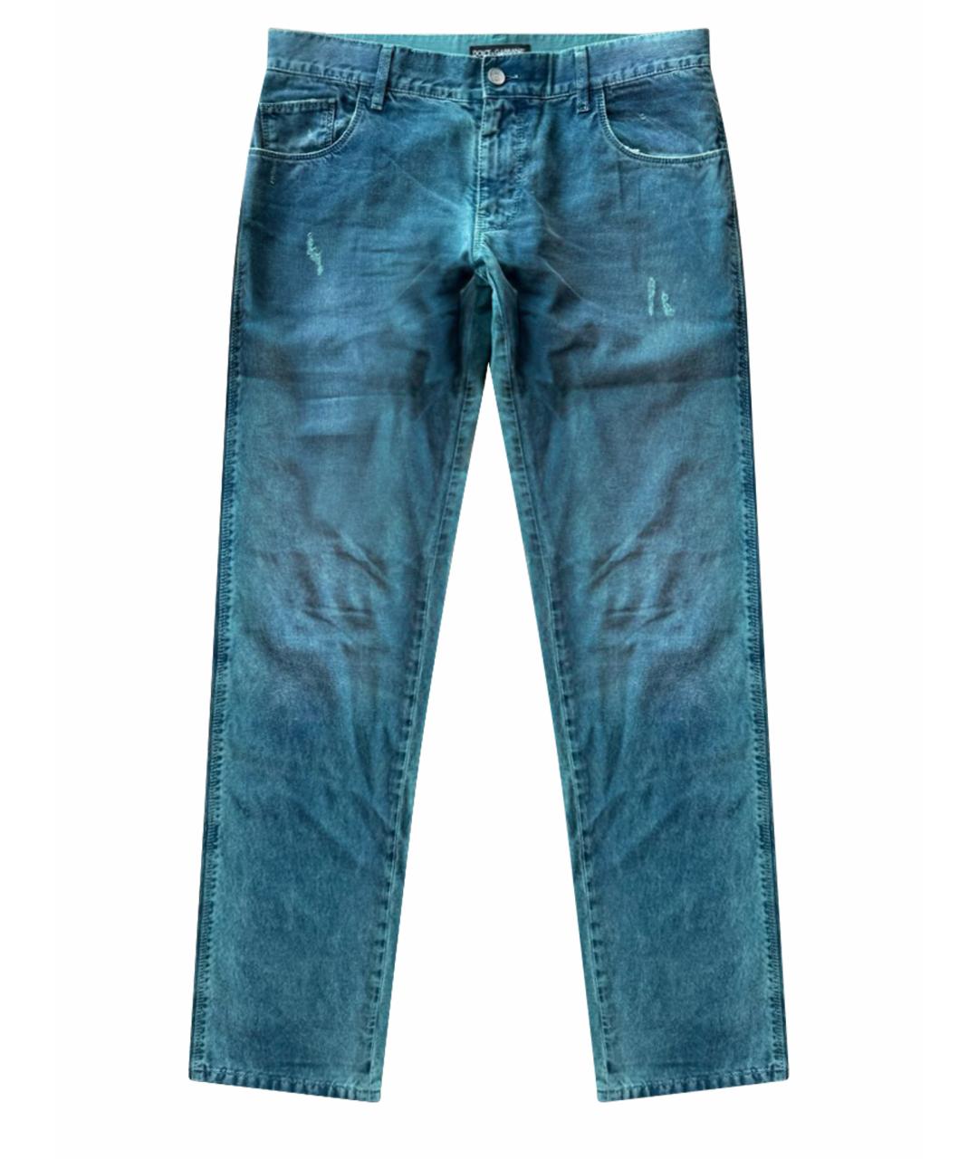 DOLCE&GABBANA Бирюзовые хлопковые джинсы скинни, фото 1