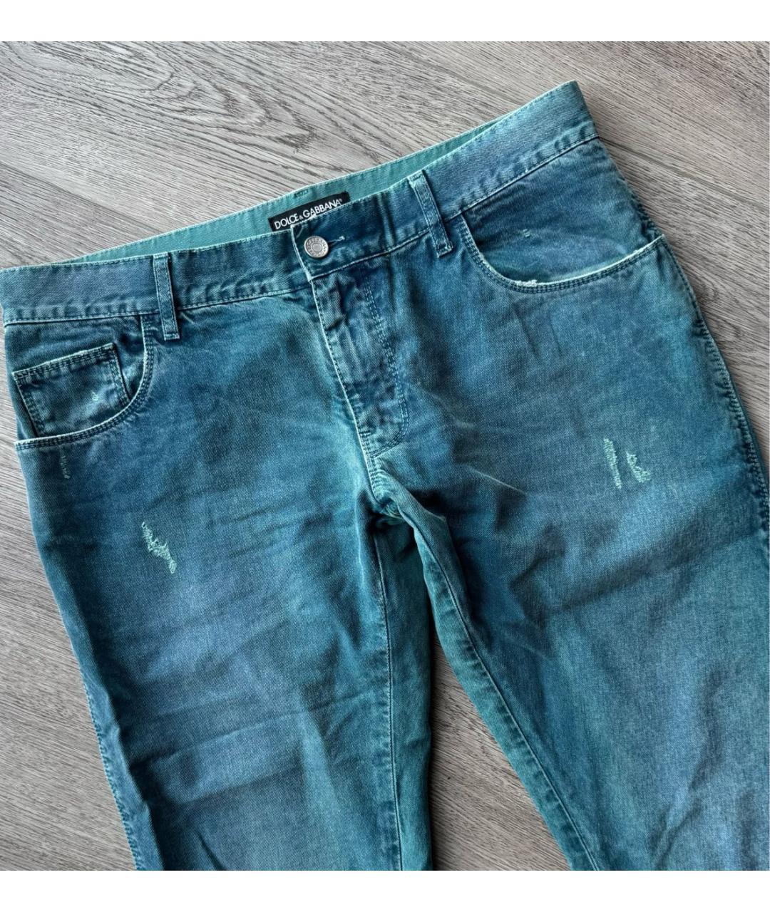DOLCE&GABBANA Бирюзовые хлопковые джинсы скинни, фото 3
