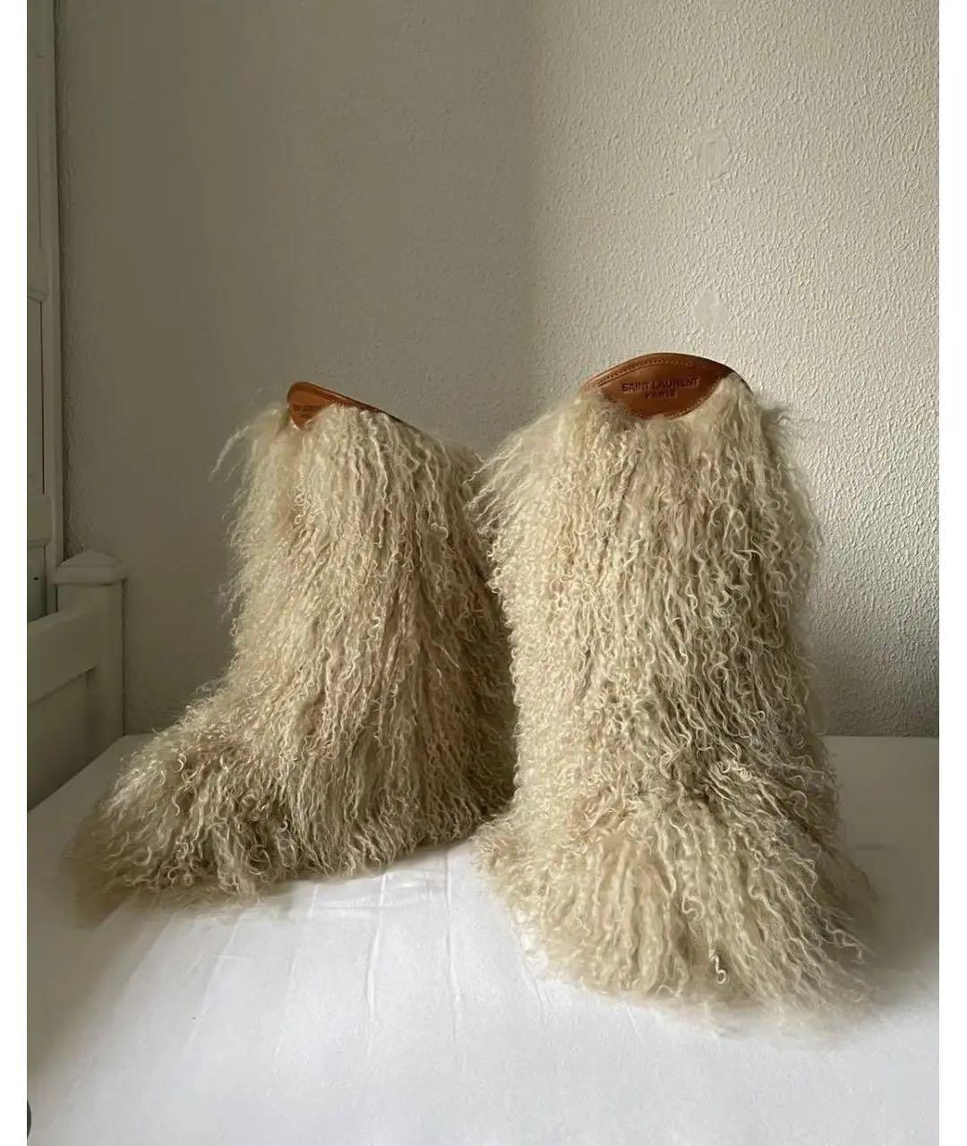 SAINT LAURENT Бежевые полусапоги, фото 4