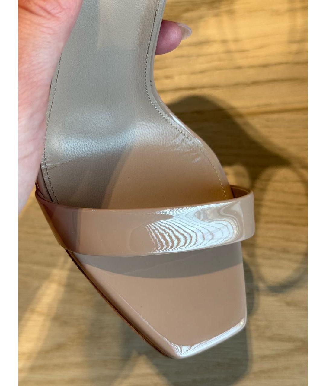 SAINT LAURENT Бежевые кожаные босоножки, фото 3
