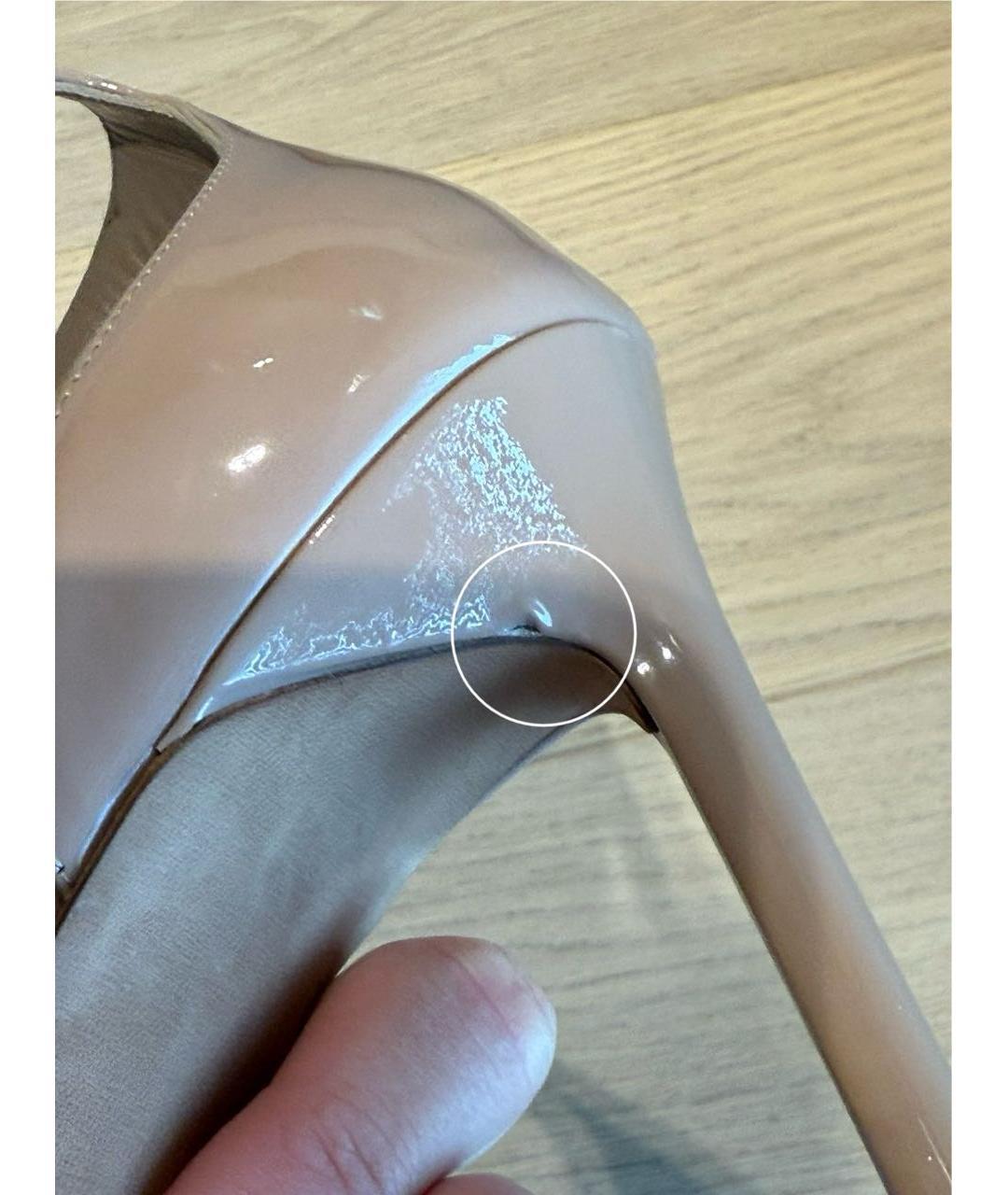 SAINT LAURENT Бежевые кожаные босоножки, фото 6