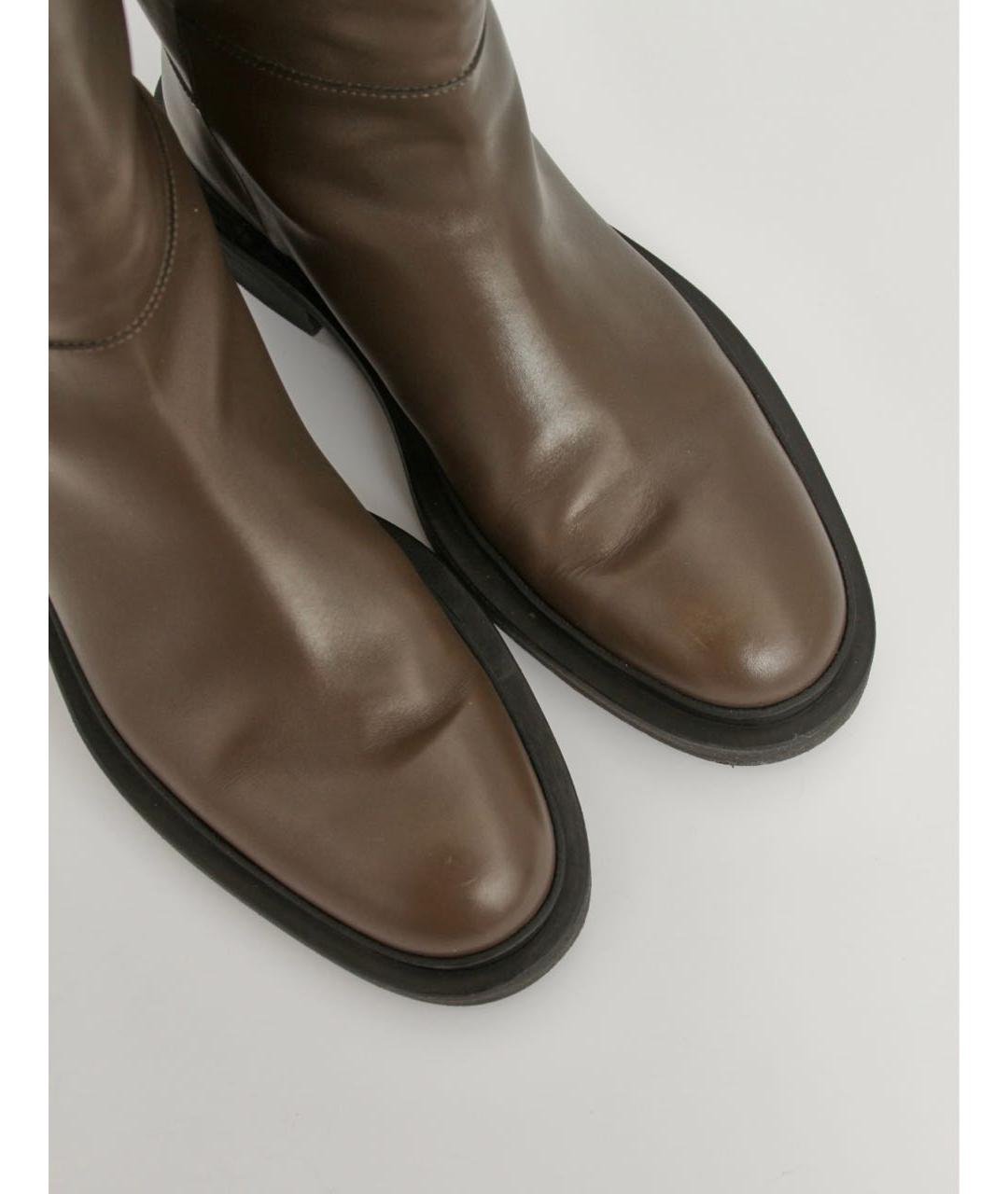 JIL SANDER Коричневые кожаные сапоги, фото 4