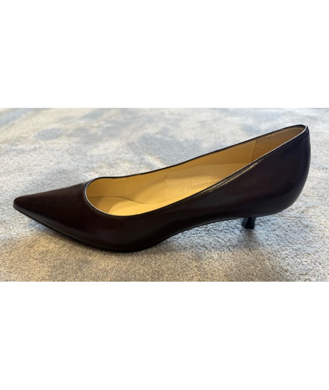 GUCCI Коричневые кожаные лодочки на низком каблуке, фото 8