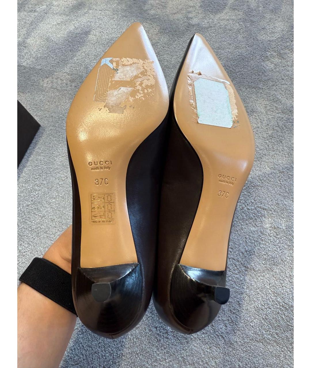 GUCCI Коричневые кожаные лодочки на низком каблуке, фото 6