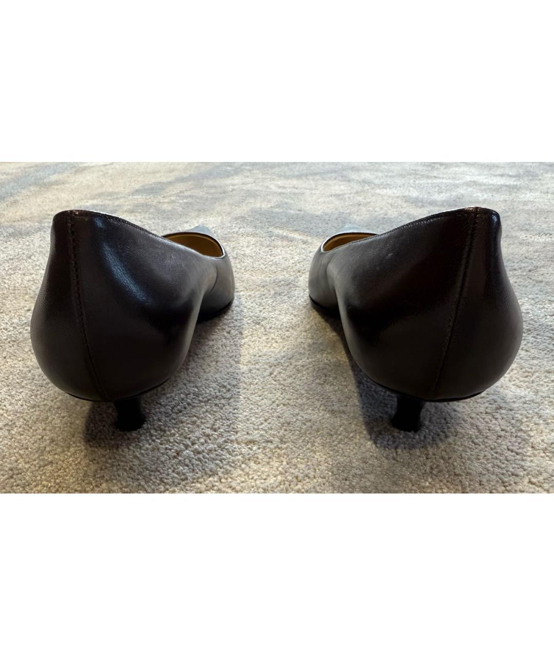 GUCCI Коричневые кожаные лодочки на низком каблуке, фото 4