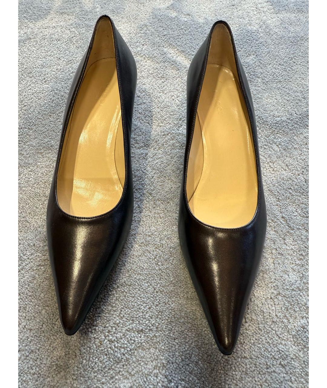 GUCCI Коричневые кожаные лодочки на низком каблуке, фото 2