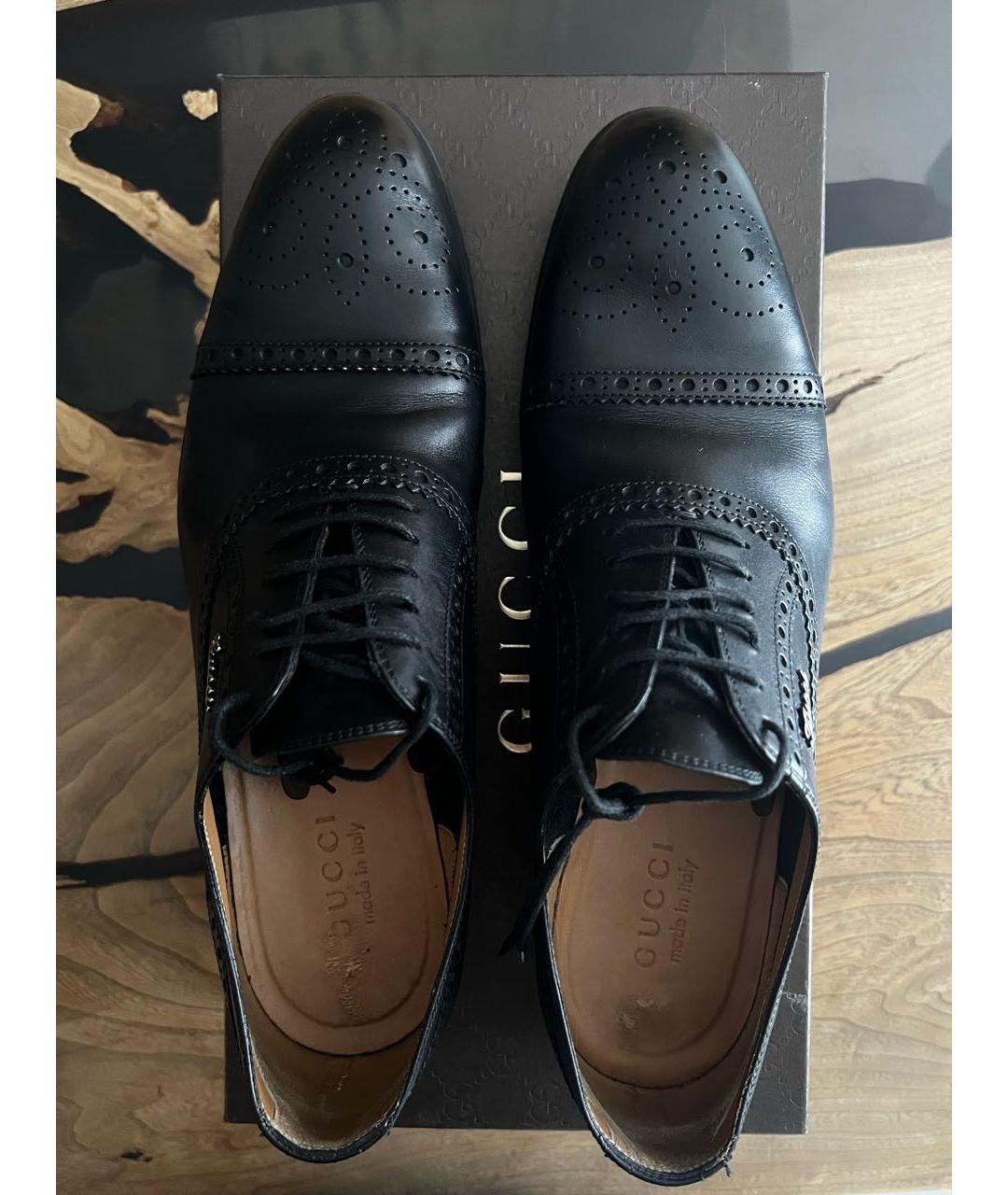GUCCI Черные кожаные туфли, фото 3
