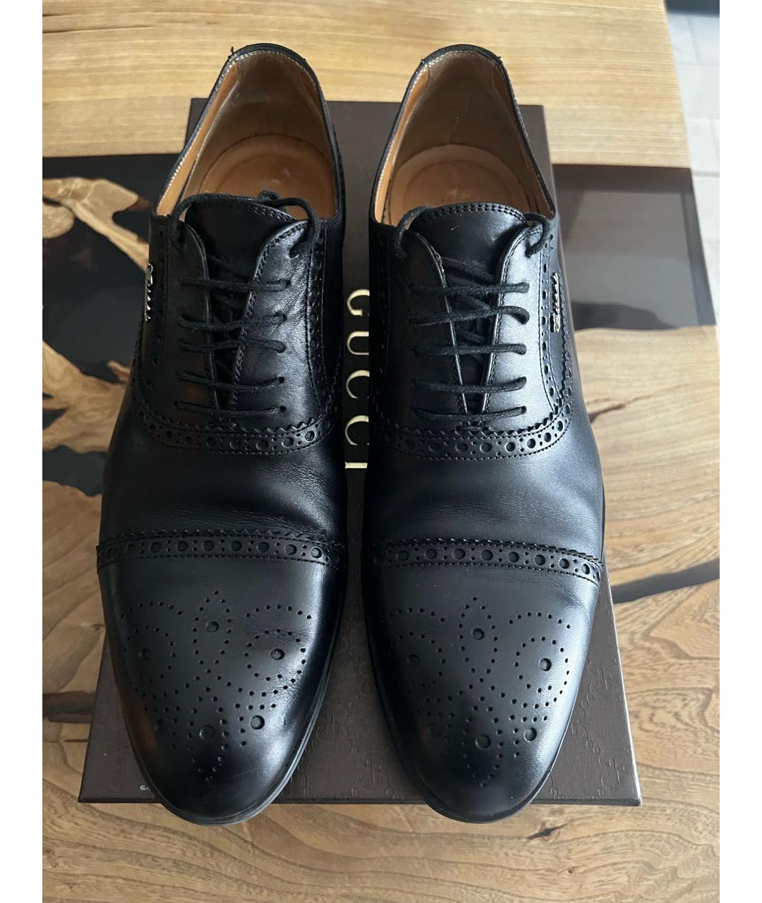 GUCCI Черные кожаные туфли, фото 2