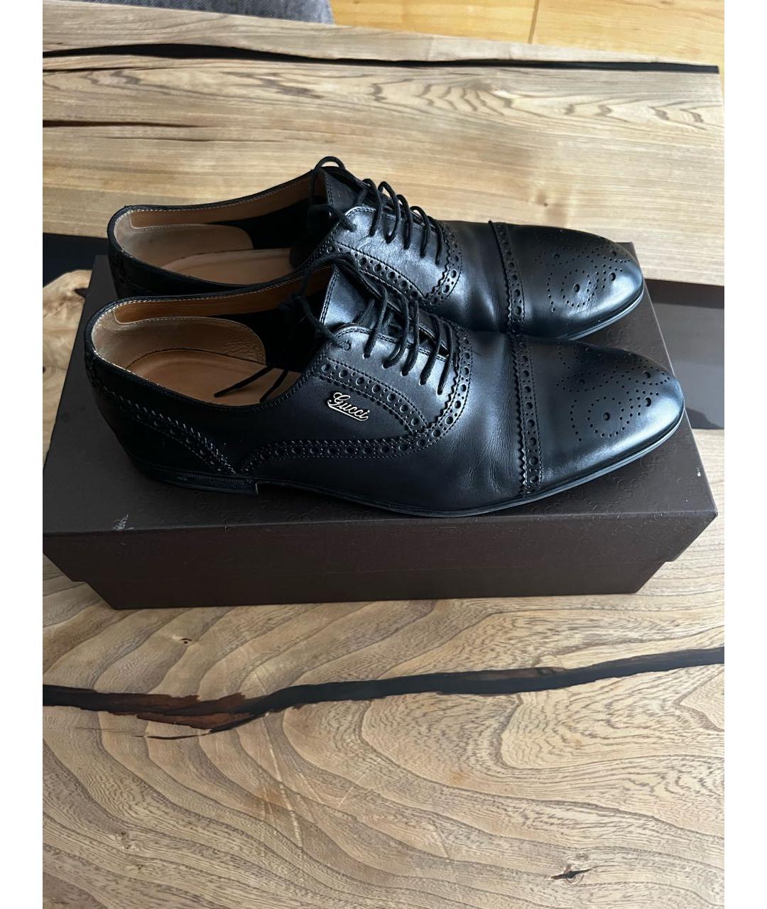 GUCCI Черные кожаные туфли, фото 9