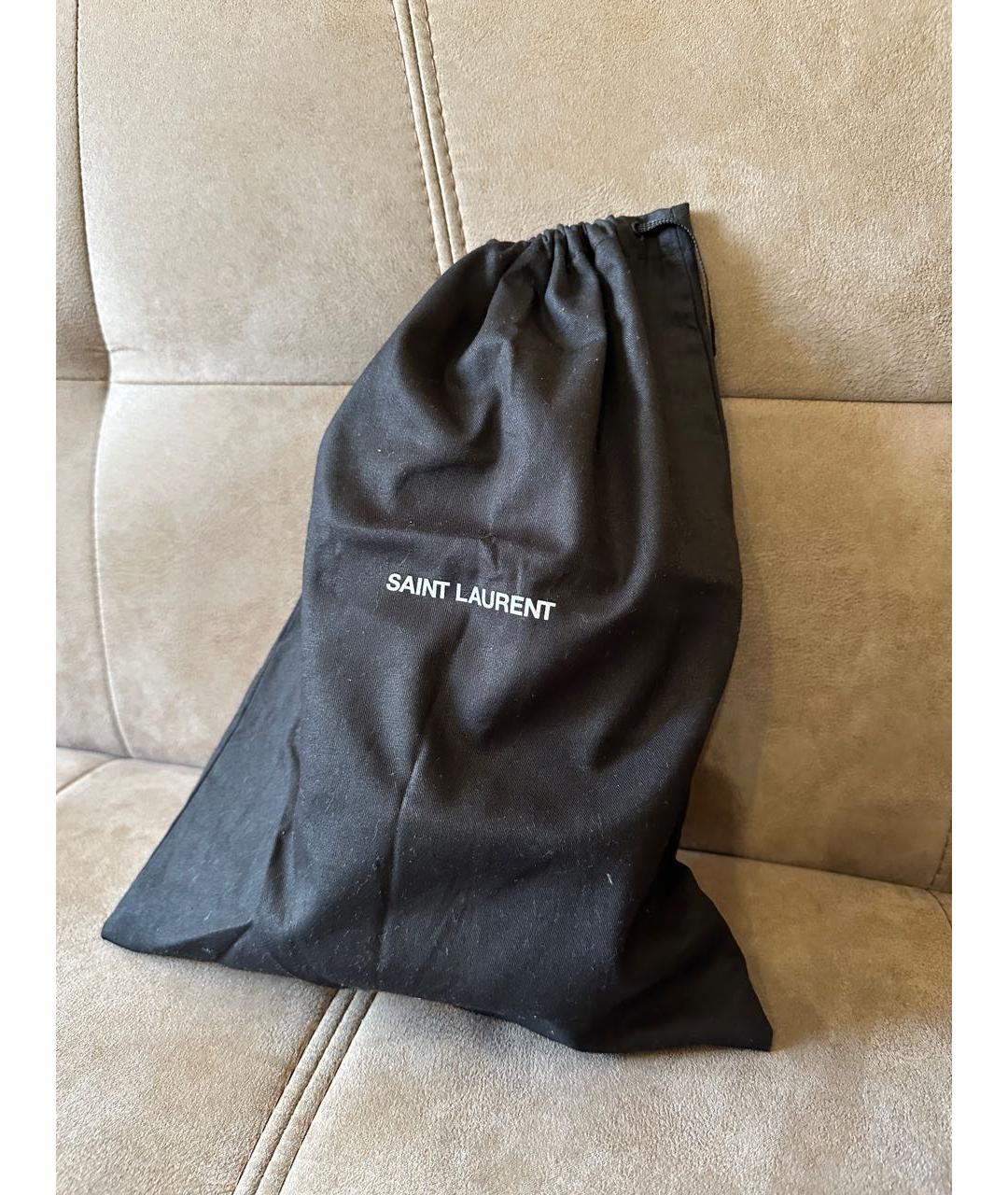 SAINT LAURENT Желтая кожаная сумка с короткими ручками, фото 8