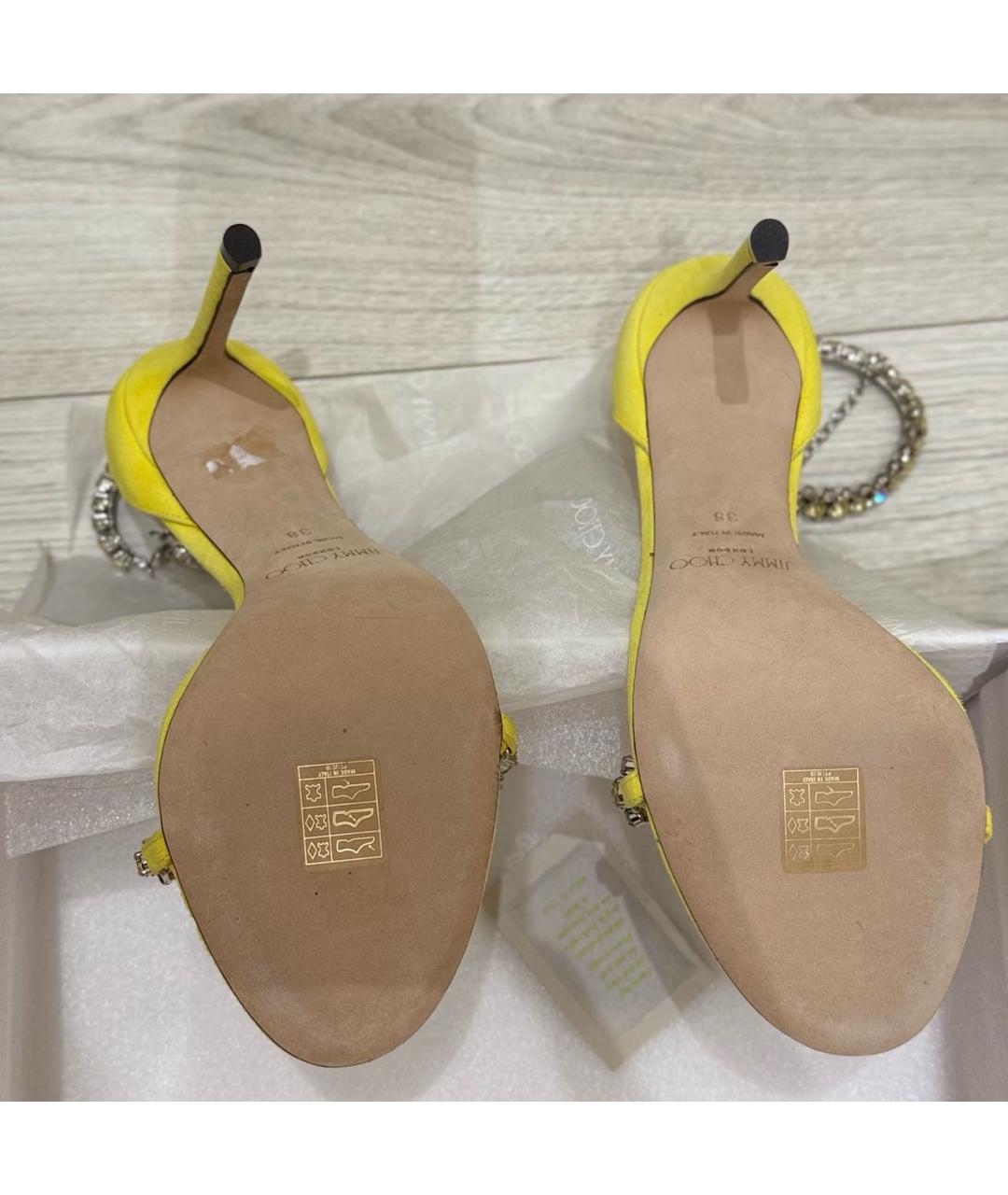 JIMMY CHOO Желтые замшевые босоножки, фото 4