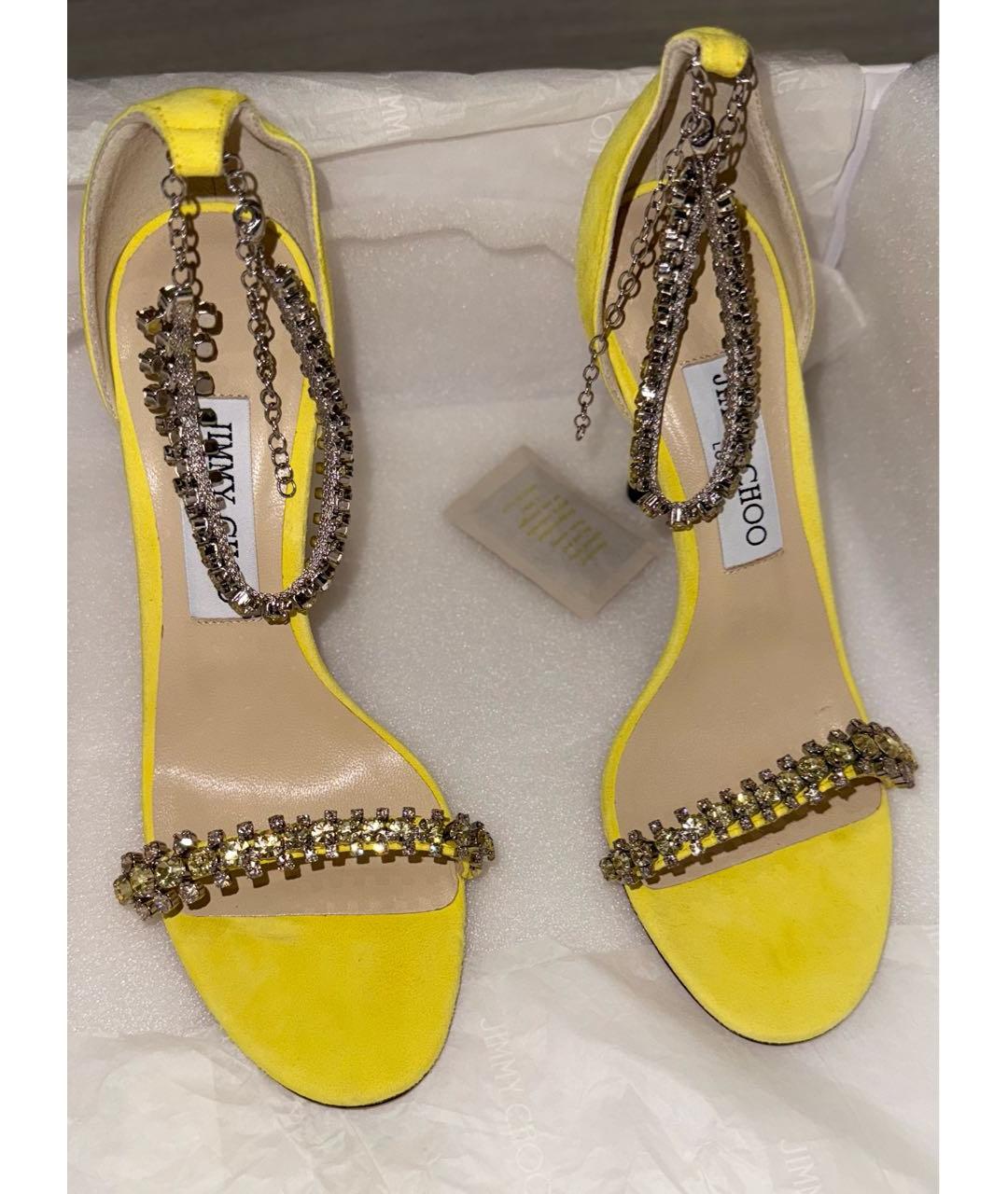 JIMMY CHOO Желтые замшевые босоножки, фото 3