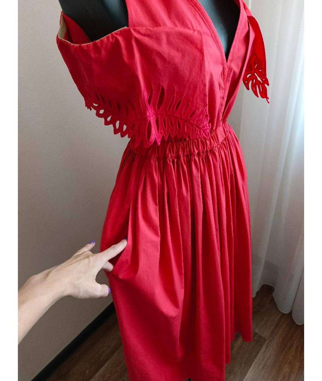 FENDI Красное хлопковое повседневное платье, фото 4