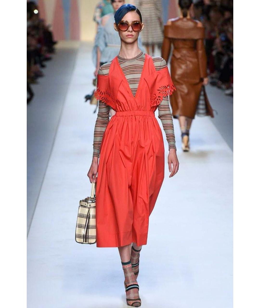 FENDI Красное хлопковое повседневное платье, фото 2