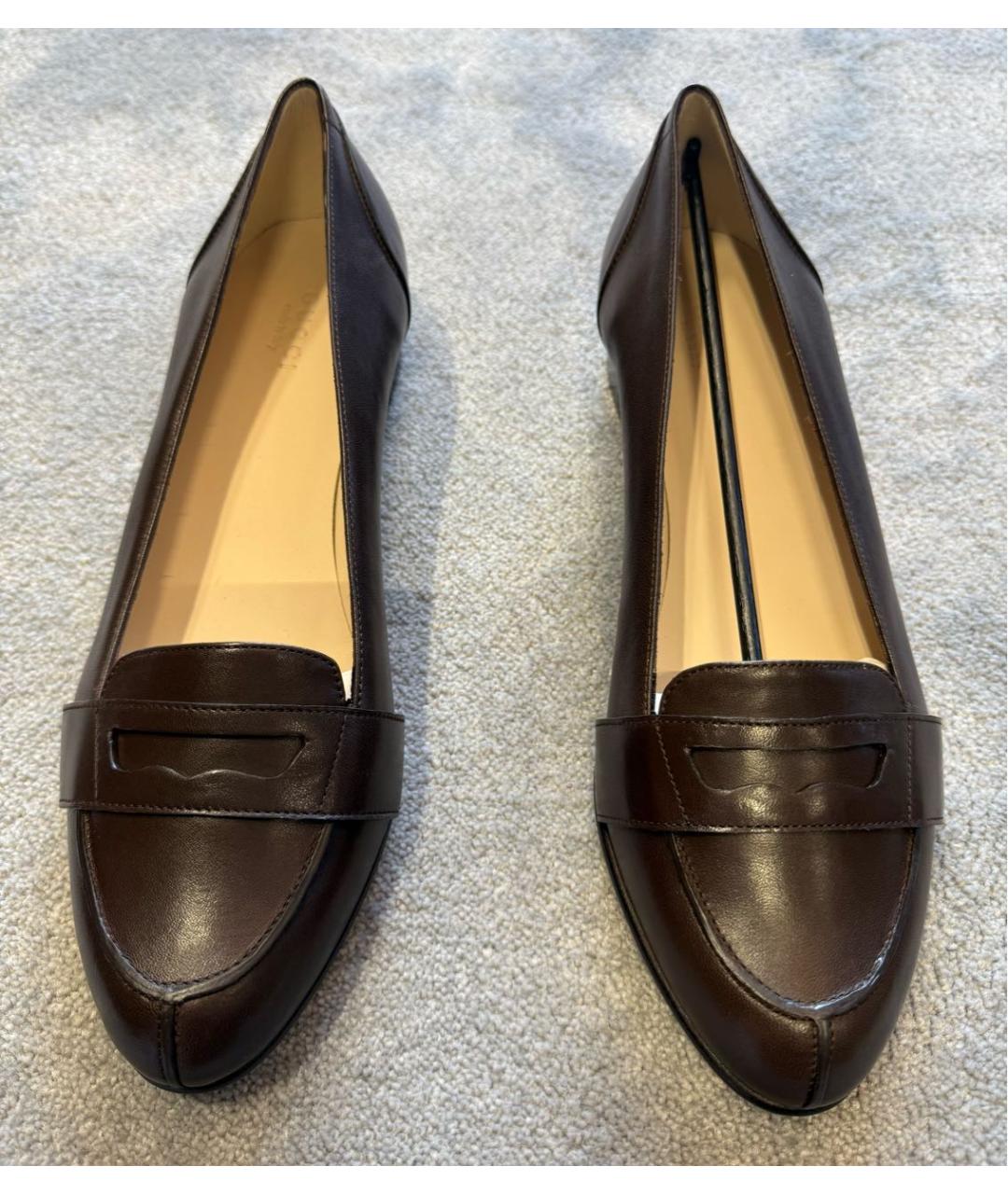 GUCCI Коричневые кожаные туфли, фото 2