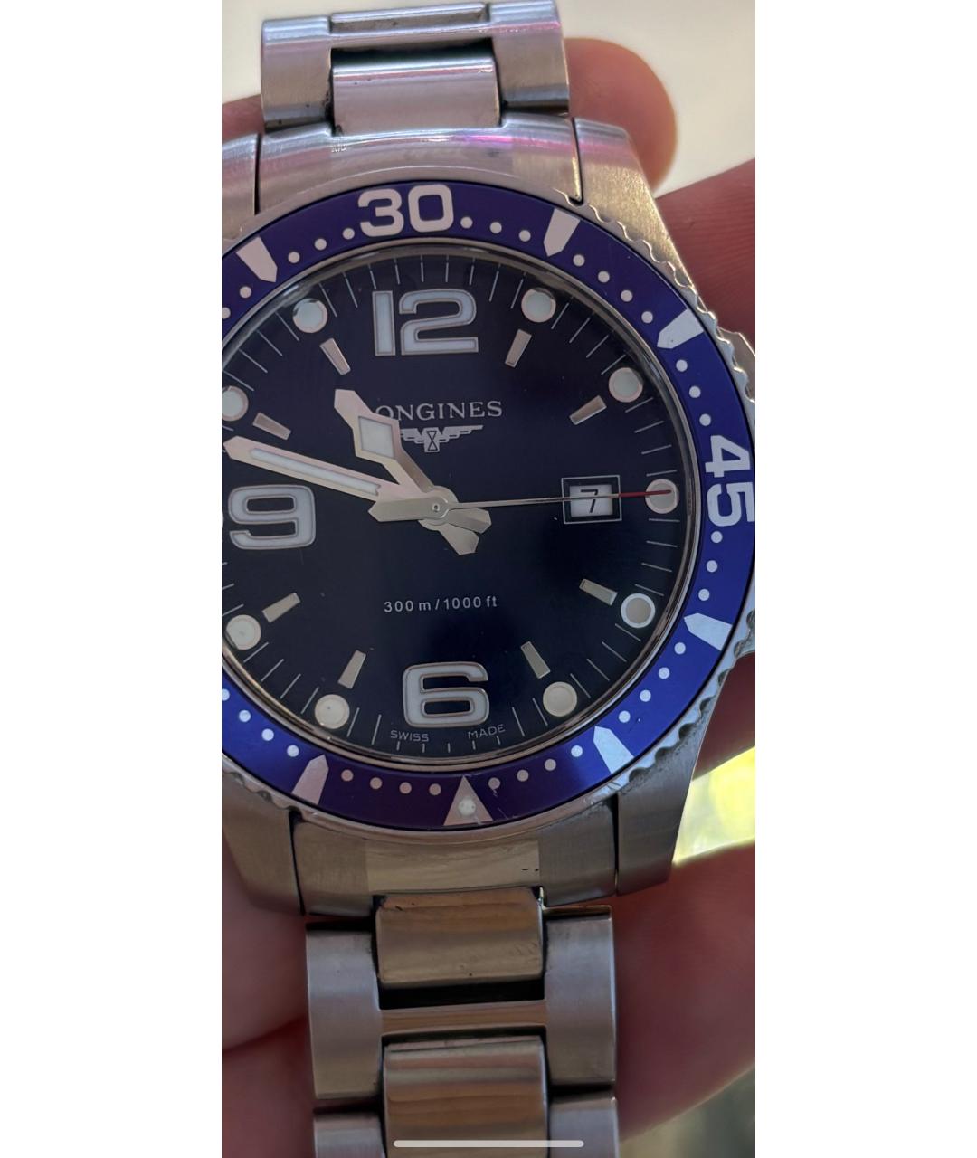 LONGINES Синие стальные часы, фото 3