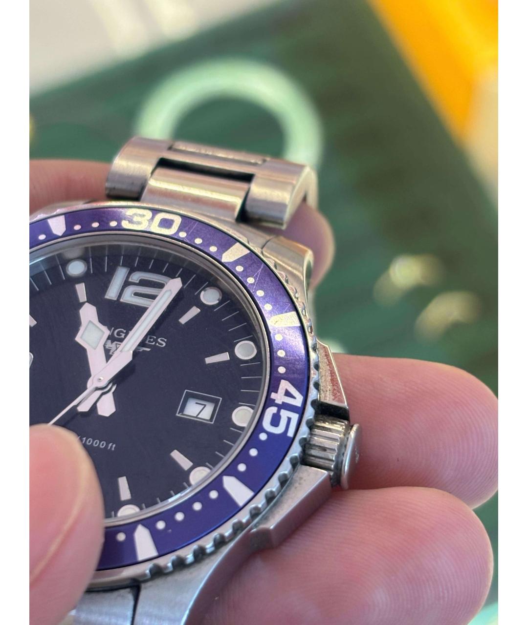 LONGINES Синие стальные часы, фото 4